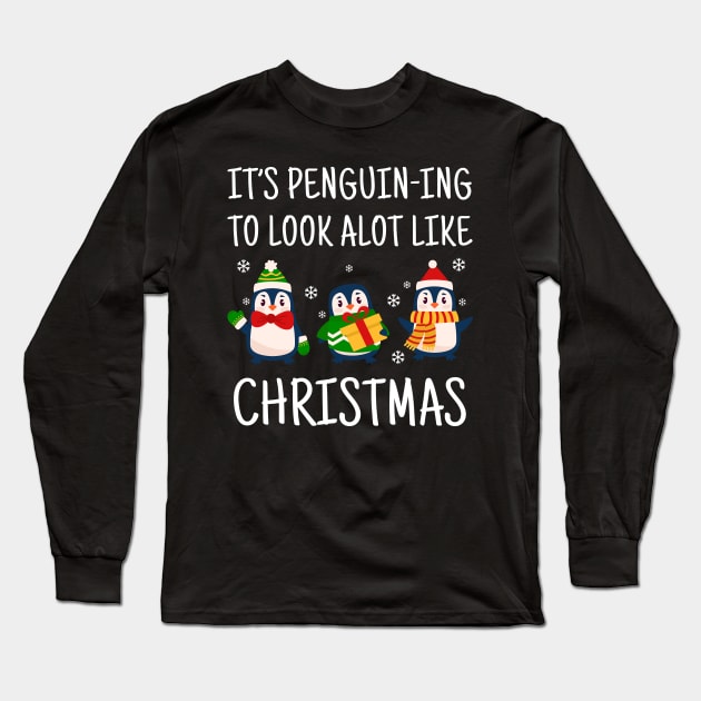 It's Penguin-ing Christmas Shirt Long Sleeve T-Shirt by Skylane